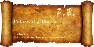 Petrovity Becse névjegykártya